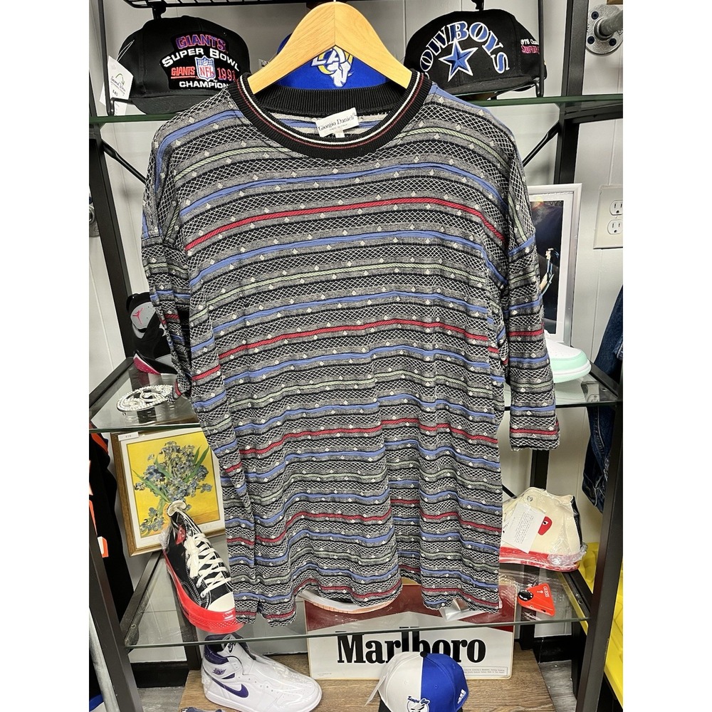 Vintage 90s Giorgio Danieli Textured 3D Knit Short Sleeve T Shirt Size XL